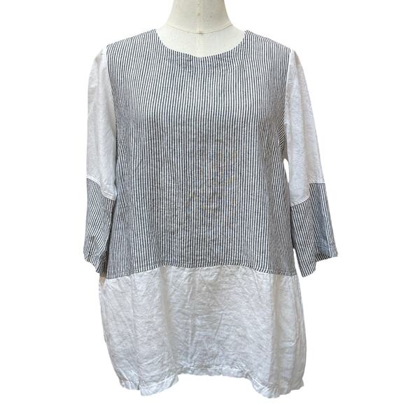 NWT Coldwater Creek Linen Color Block Striped Tunic Top Women's Size 1X - Picture 1 of 6